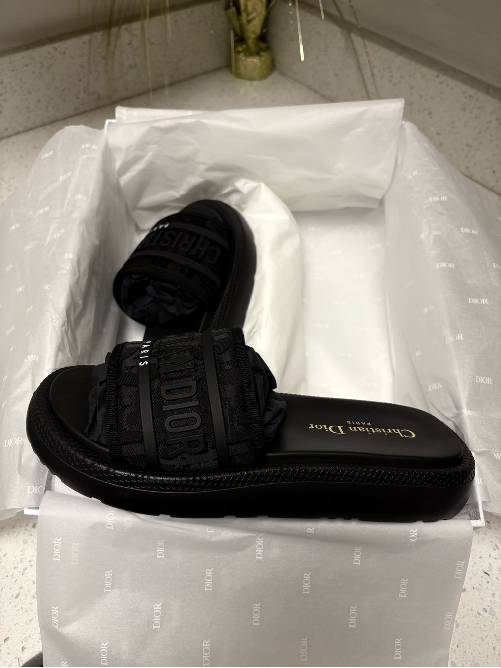 Christian Dior Black Dioriviera Dway Slide Sandals - Picture 3 of 8
